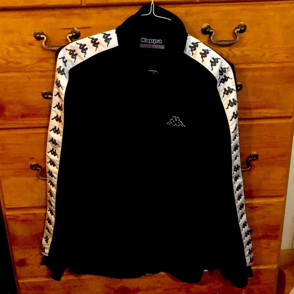 Retro Black Kappa Track Jacket Large